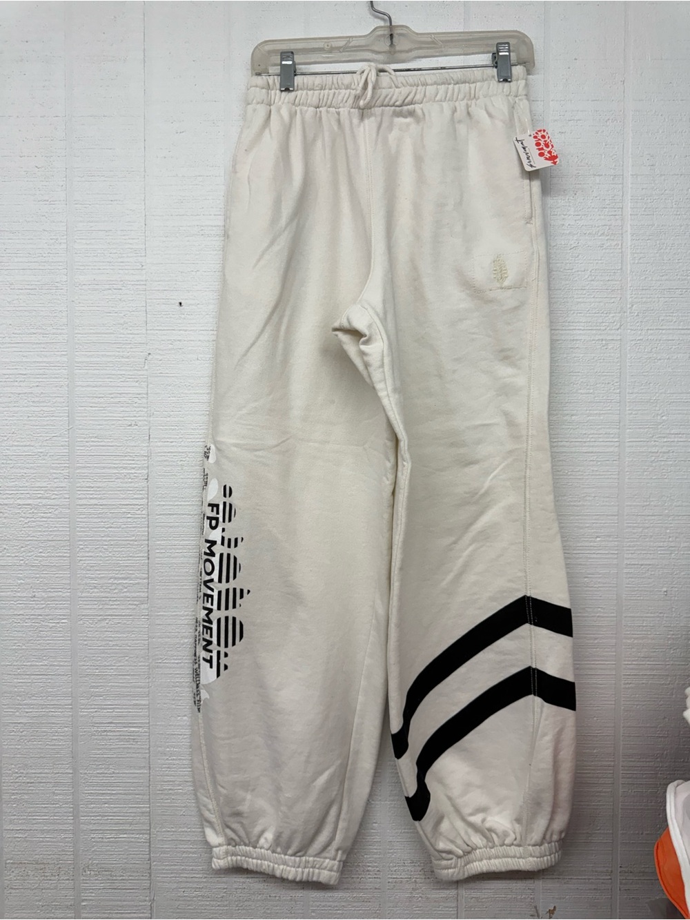 Free People Cream Joggers with Black Stripe Detail